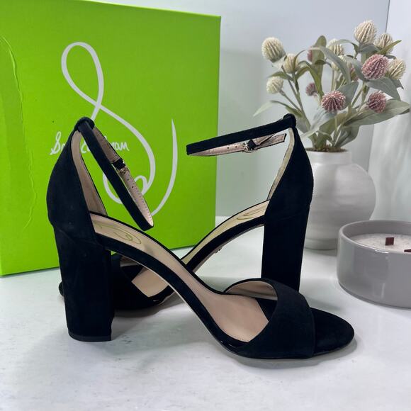 Sam Edelman Robyn Leather Ankle Strap Heel Black I3433L3002 Women 10.5M Tried On - Picture 6 of 11